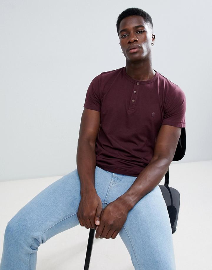 French Connection Henley Neck T-shirt-red