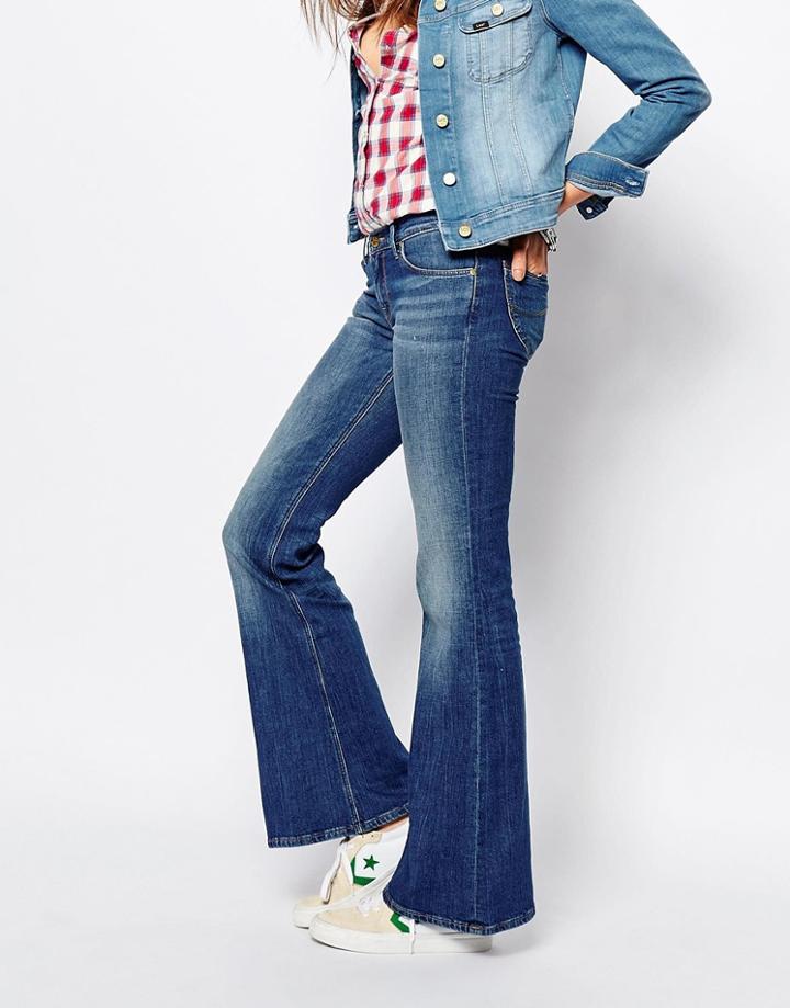 Lee Annetta Mid Rise Wide Flare Jean - Blue