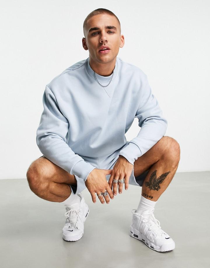 Asos Design Heavyweight Oversized Sweatshirt In Blue