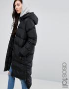 Asos Tall Padded Coat With Step Hem - Black