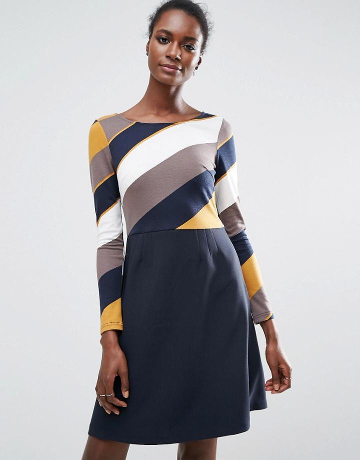 Traffic People Long Sleeve Jersey Skater Dress - Black