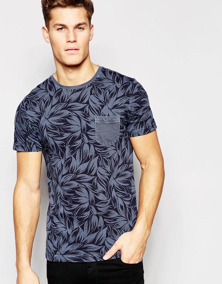 Tommy Hilfiger T-shirt With All Over Palm Print - Midnight