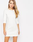 Asos Shift Dress In Ponte With 3/4 Sleeves - Cream