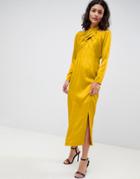 Asos White Midi Dress With Cross Over Detail-green