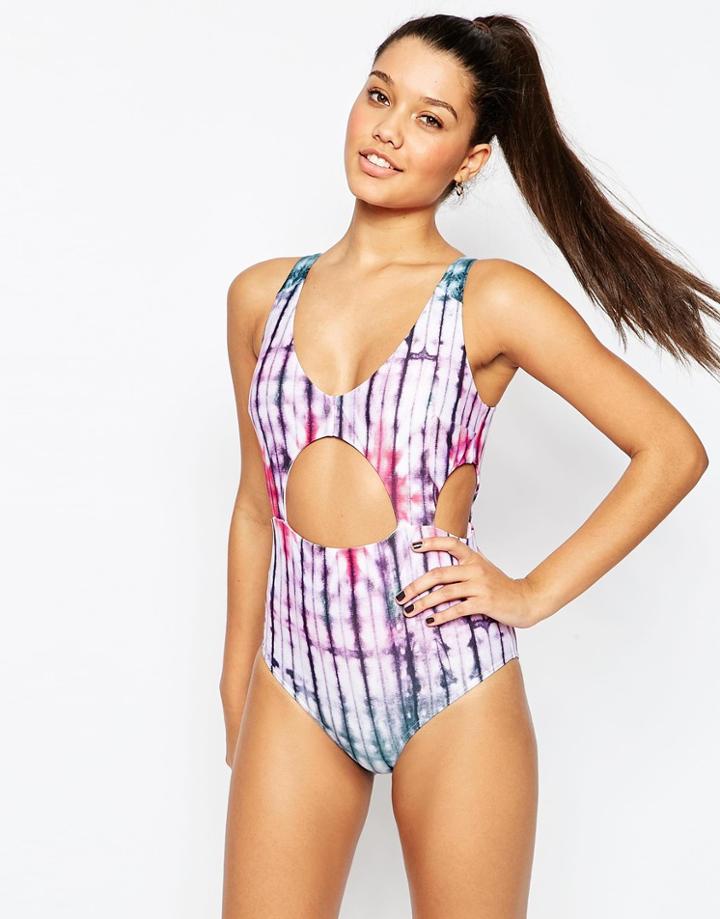 Asos Summer Tie Dye Keyhole Cut Out Swimsuit - Summer Tie Dye