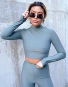 Asos Weekend Collective Fitted Top In Matte Stretch Khaki - Part Of A Set-green