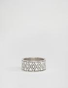 Asos Geo-tribal Pattern Ring In Silver - Silver