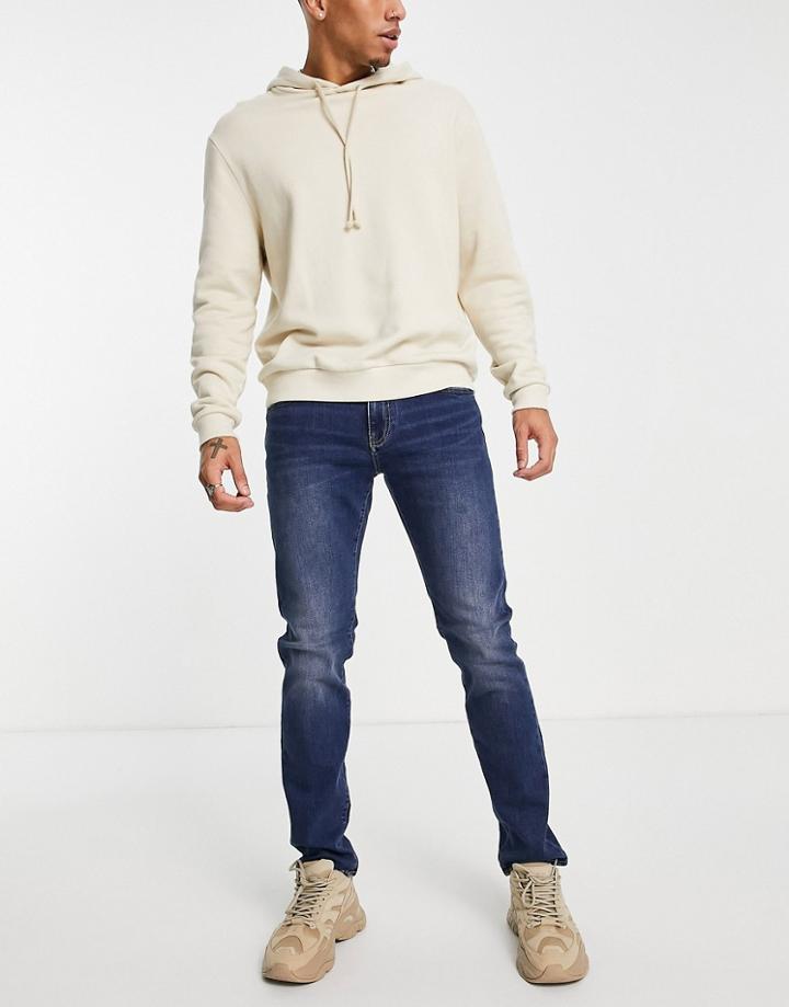 Armani Exchnage J13 Slim Fit Jeans In Mid Wash-blue