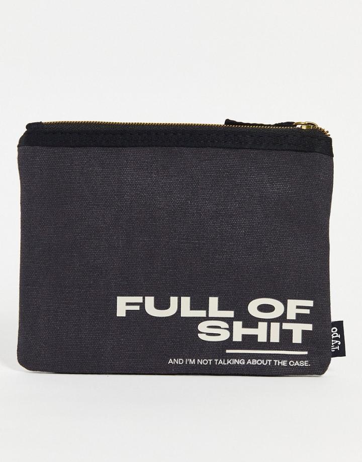 Typo Pouch With 'full Of S' Slogan In Black