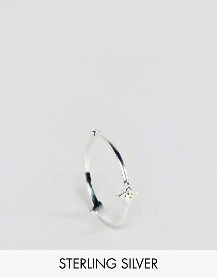 Asos Sterling Silver Mini Shape Station Ring - Silver