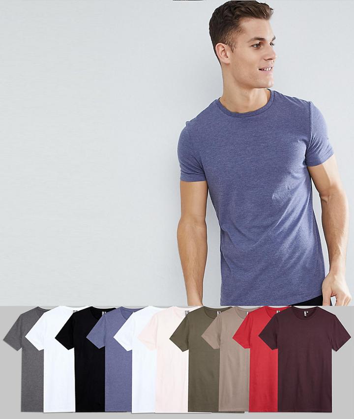 Asos Design T-shirt With Crew Neck 10 Pack Save - Multi
