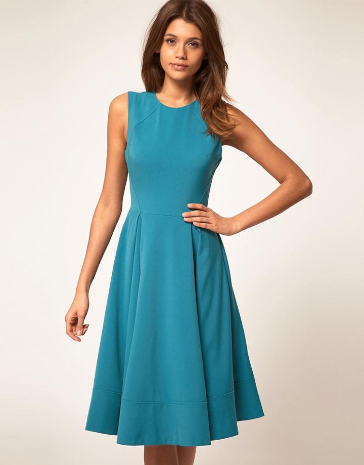 Asos Midi Dress With Full Skirt
