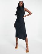 Trendyol Highneck Midi Dress In Black