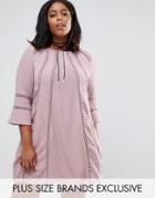 Truly You Fluted Sleeve Shift Dress - Purple
