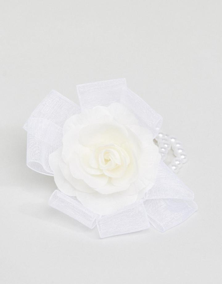 Asos 80s Faux Pearl Flower Bracelet - Cream