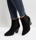 New Look Wide Fit Pointed Western Heeled Ankle Boot - Black
