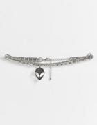 Topshop Alien Pendant Choker Necklace In Silver