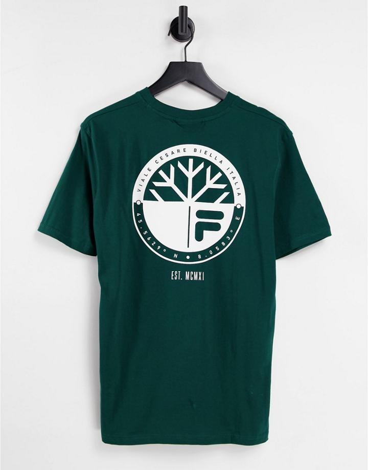 Fila T-shirt With Back Print In Green