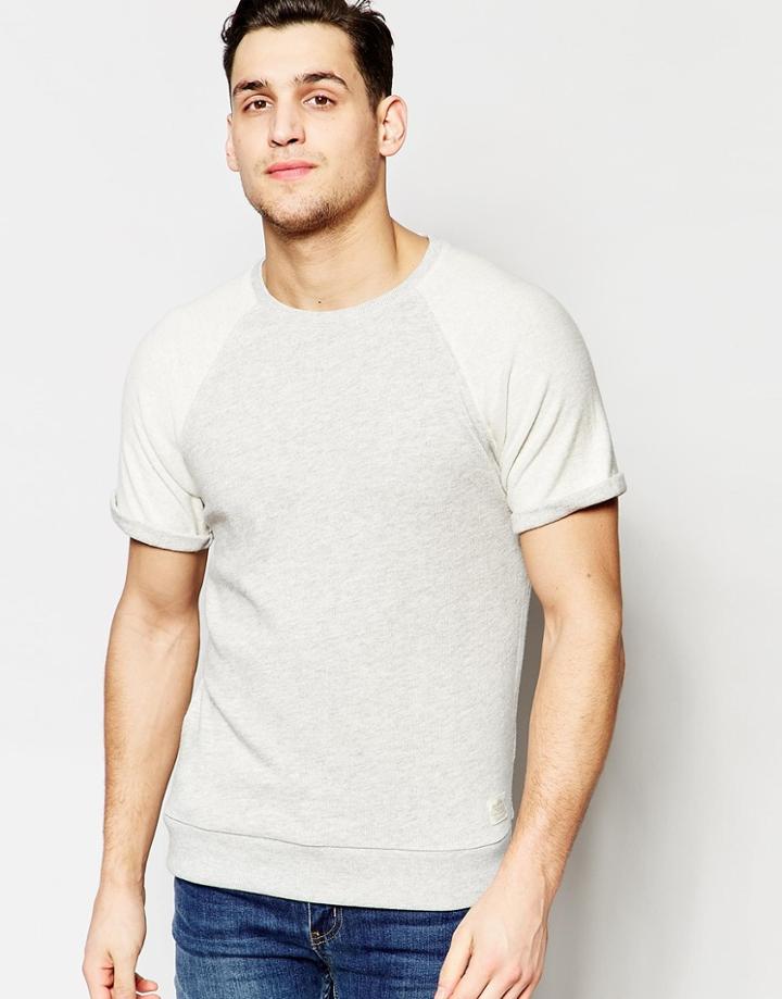 Lee Crew Sweatshirt Short Contrast Sleeves In Beige - Turtle Dove