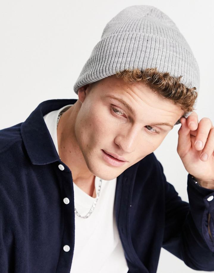 Topman Beanie In Polyester Blend In Light Gray - Gray-grey