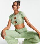 Asyou Knitted Peekaboo Crop Top In Space Dye - Part Of A Set-multi