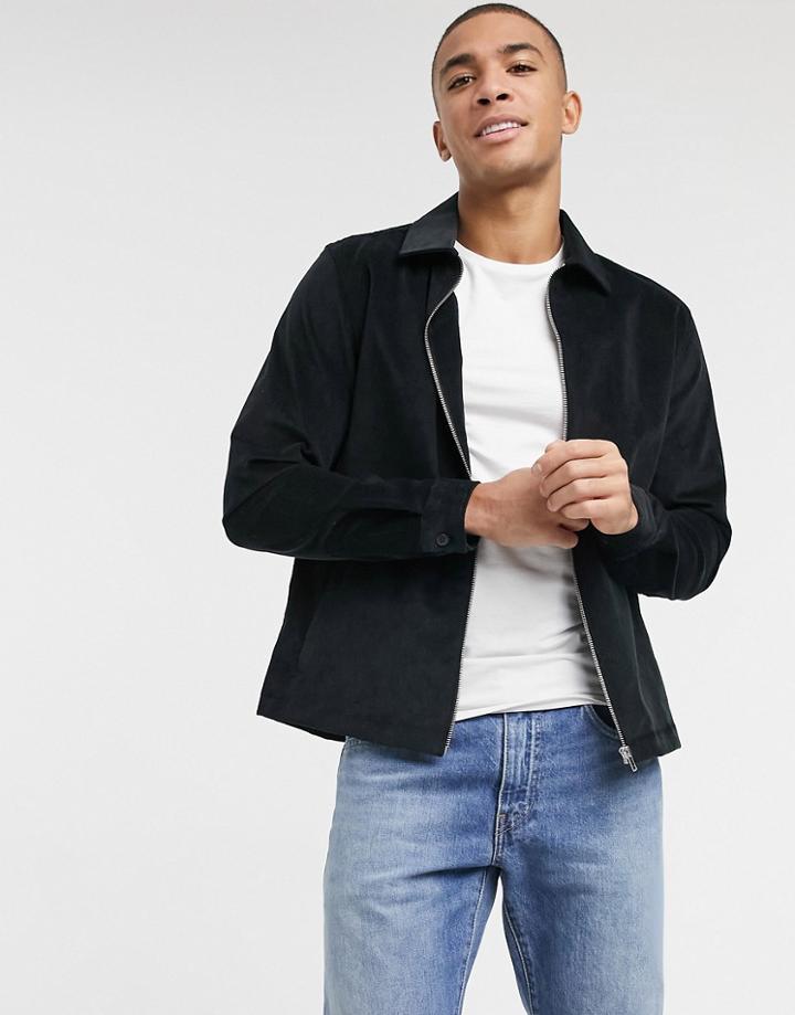 River Island Cord Overshirt In Black