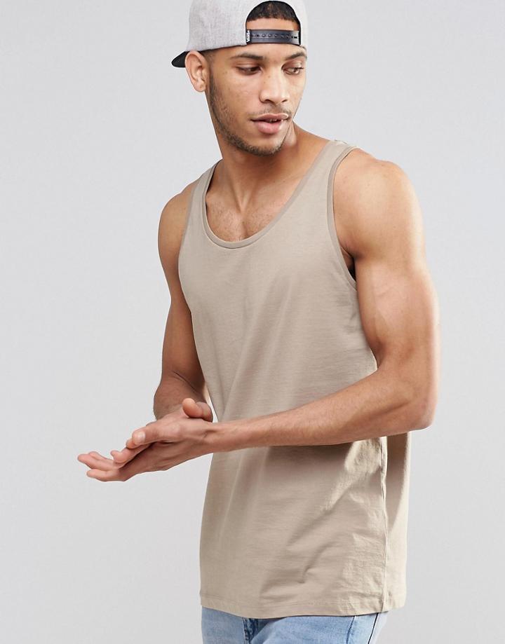 Asos Skater Vest In Beige - Beige