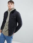 Only & Sons Denim Jacket With Full Fleece Lining - Black