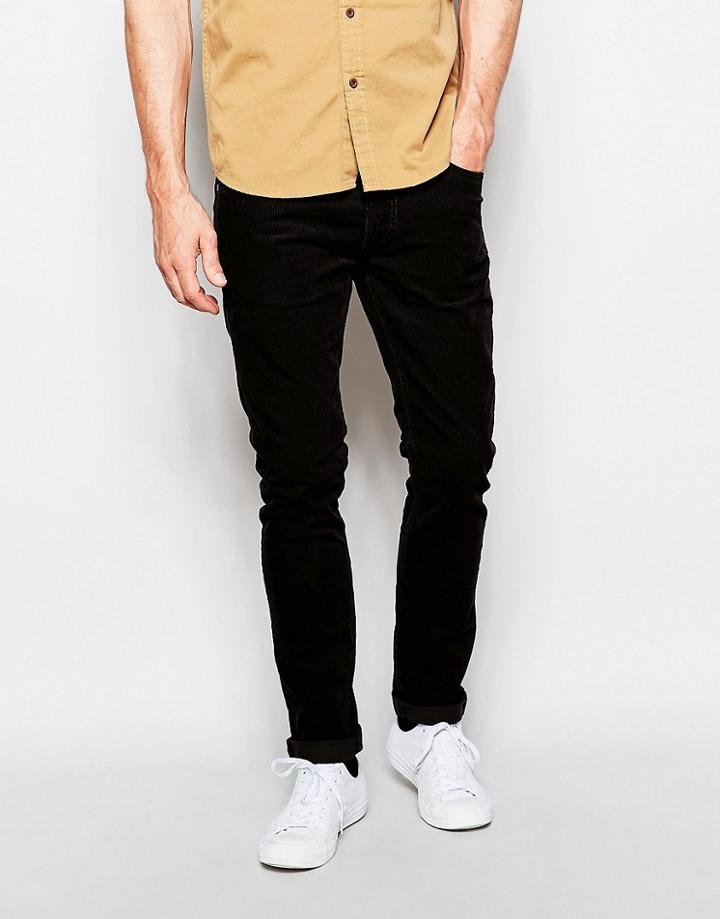 Lee Cord 5 Pocket Pants Luke Stretch Skinny Fit Fine Whale - Black