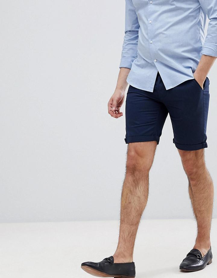 Bellfield Slim Fit Chino Shorts In Navy - Navy