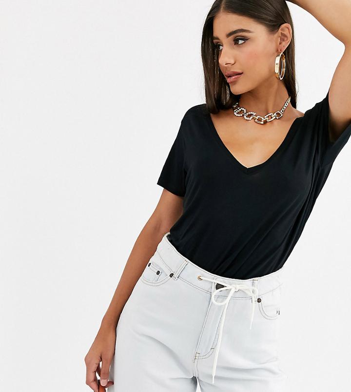 Asos Design Tall Oversized V Front And V Back T-shirt In Black