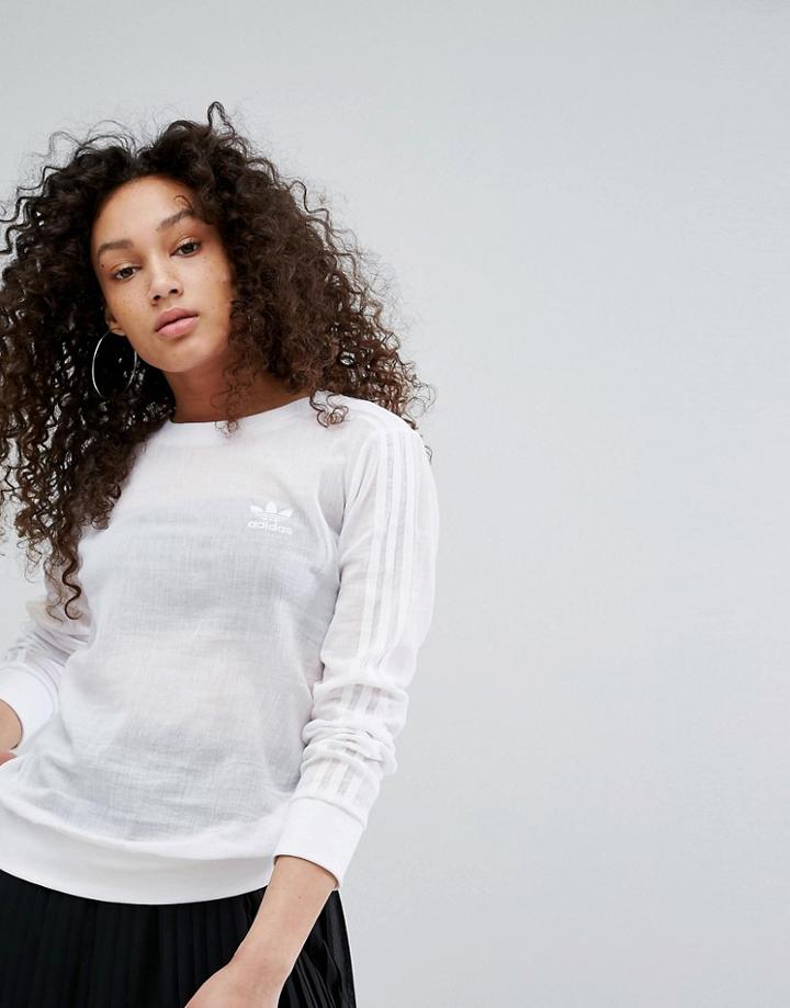 Adidas Originals Sheer Three Stripe Sweatshirt - White