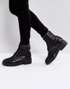 Sol Sana Meret Black Studded Flat Ankle Boots - Black