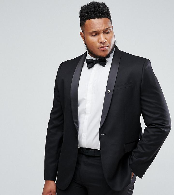 Farah Plus Skinny Tuxedo Suit Jacket - Black