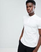 Asos Pique Polo With Button Down Collar - White