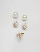 Asos Occasion Stud Mismatch Earring Pack - Gold
