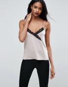 Asos Cami In Jersey And Lace Mix - Pink