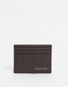 Calvin Klein 6cc Leather Cardholder In Brown