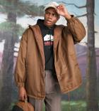 Collusion Polyester Oversized Coat With Hood In Brown - Brown