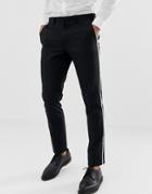 Burton Menswear Tuxedo Suit Pants With Tipping In White