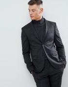 River Island Super Skinny Suit Jacket In Dark Gray Check - Gray