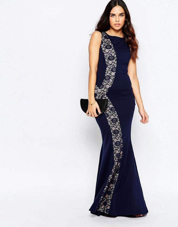Jessica Wright Tiffany Maxi Dress With Lace Panels - Navy