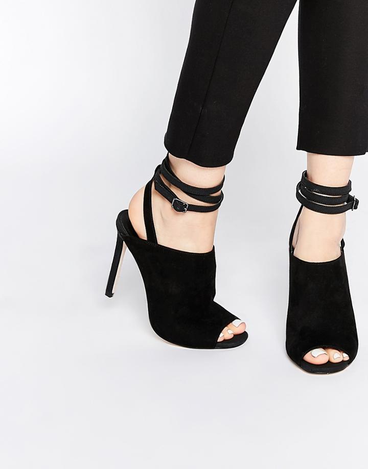 Asos Elise Peep Toe Shoe Boots - Black Material Mix