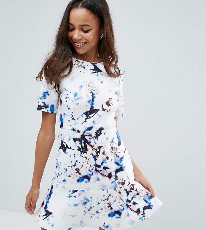 Asos Petite Marble T-shirt Scuba Pephem Mini Dress - Multi