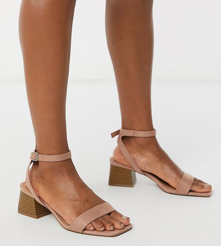 Asos Design Wide Fit Hocco Block Heeled Sandals In Warm Pink-neutral