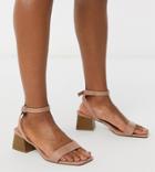 Asos Design Wide Fit Hocco Block Heeled Sandals In Warm Pink-neutral