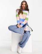 New Look Fluffy Stripe Sweater In Multi