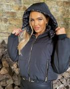 Odolls Collection Reversible Padded Jacket With Faux-fur Trim Hood In Black-blues
