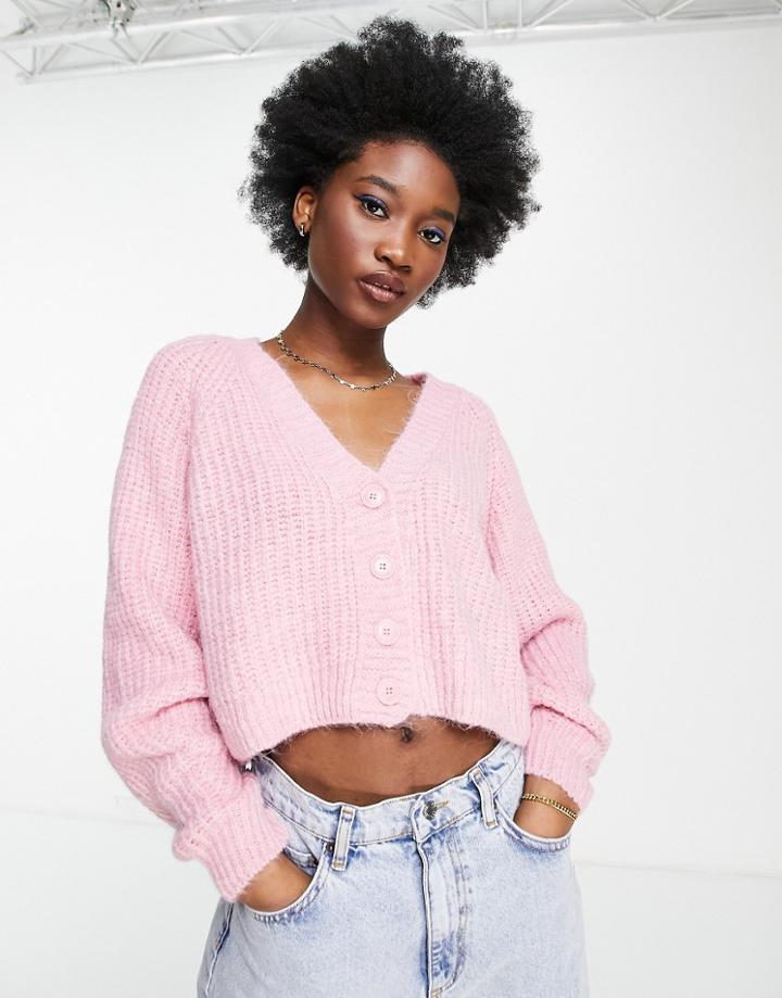 Stradivarius V-neck Ultimate Cardigan In Pink