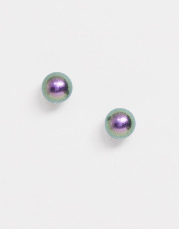 Krystal London Swarovski Pearl Sterling Silver 10mm Studs-gray